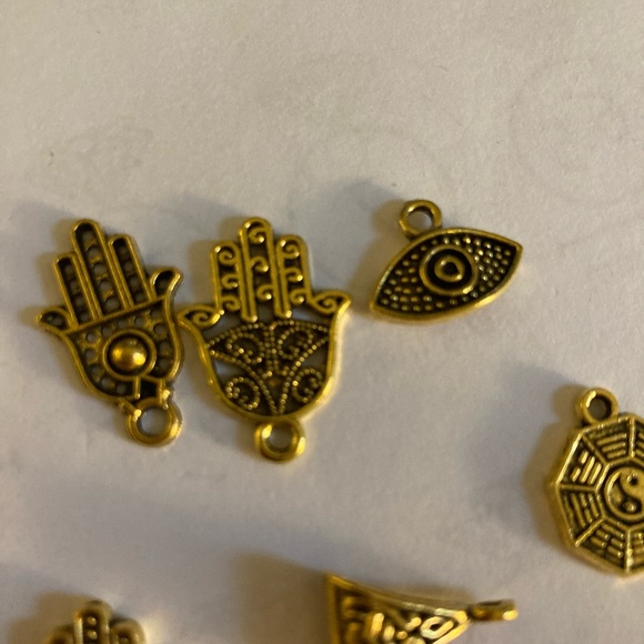 Lot of 9 gold charms/pendants Pagan/Occult theme for jewelry - Picture 5 of 9